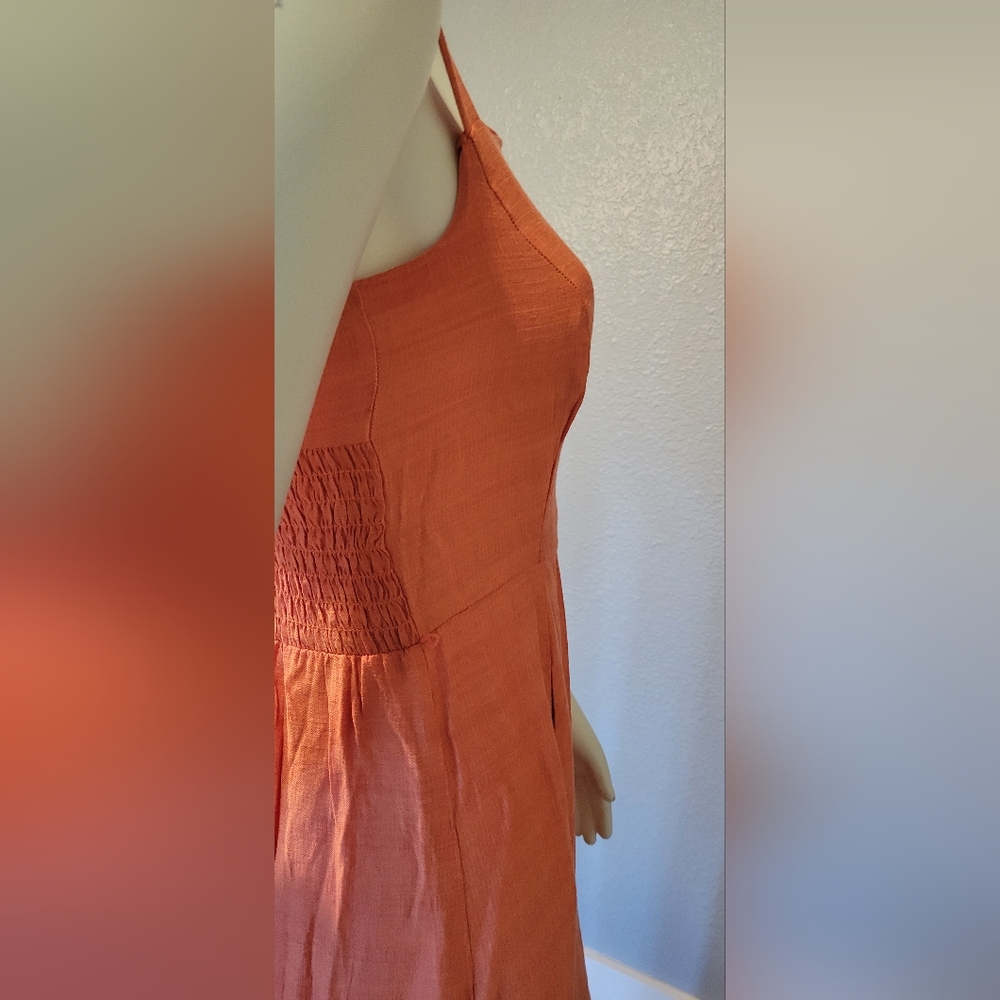 TAYLOR PAPAYA ORANGE Long DRESS SIZE 2 Ruffled Sundress Spaghetti Strap - Picture 8 of 16